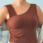 Blusa com Alça Drapeada em Poliamida